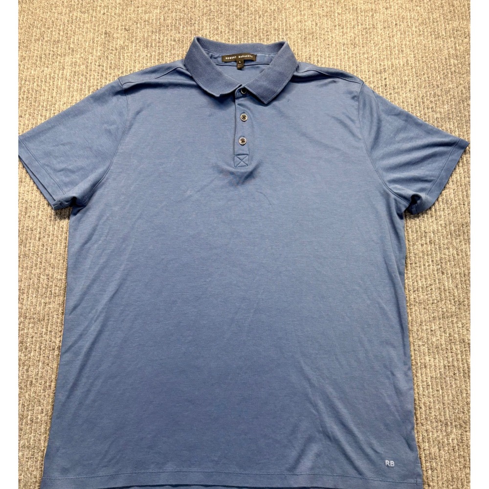 Robert Barakett Mens Blue Short Sleeve Polo Shirt Size L Classic Fit RB Logo